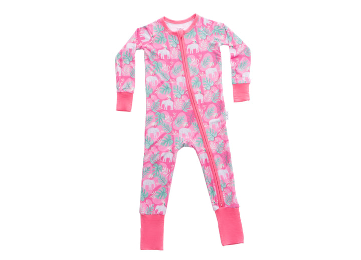 Tropical Elephant Dreams Zipper Romper